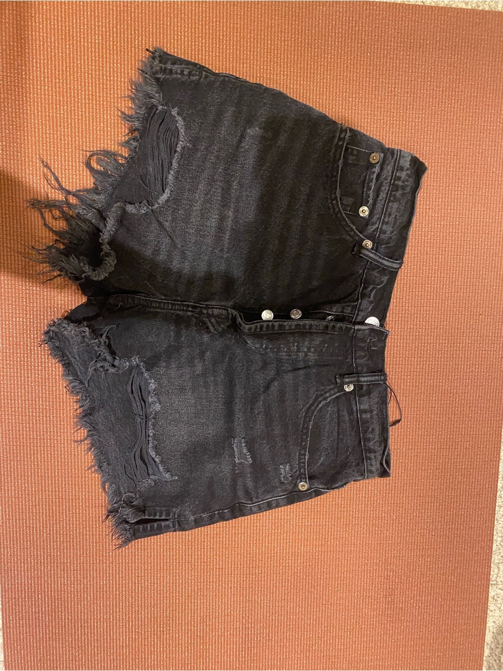 Zara Black Distressed Denim Cutoff Shorts